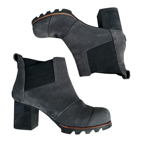 Sorel Addington Studded Chunky Chelsea Leather Boots Womens 7.5 Gray - Picture 3 of 9